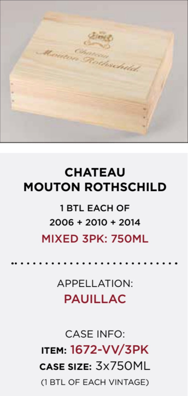 Chateau Mouton Rothschild  3pk 2006 - 2010 - 2014 3 x 750ml